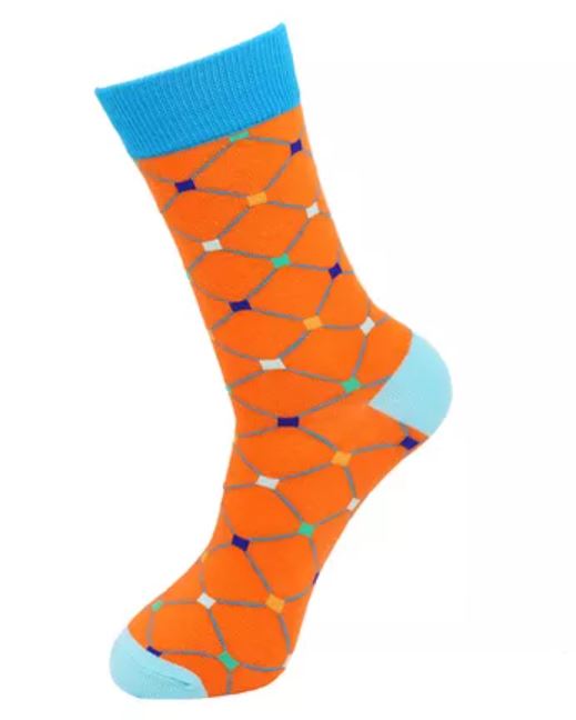 SF231 Orange Festive Pattern Socks - Iris Fashion Jewelry