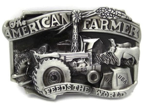 BU237 The American Farmer Feeds the World Belt Buckle - Iris Fashion Jewelry