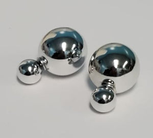 *E285 Silver Double Ball Earrings - Iris Fashion Jewelry