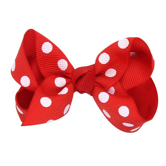 H804 Red White Polka Dot Small Hair Bow Alligator Clip - Iris Fashion Jewelry