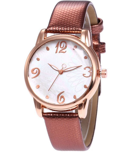 W488 Rose Gold Brown Blossom Collection Quartz Watch - Iris Fashion Jewelry