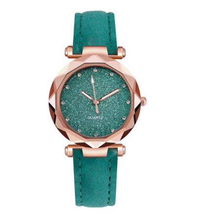 W23 Green Rose Gold Glitter Gemstone Collection Quartz Watch - Iris Fashion Jewelry