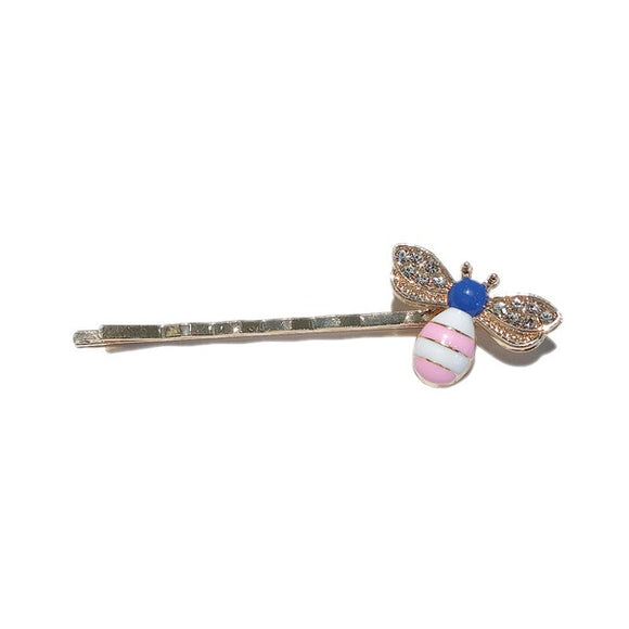 H624 Pink Bee Rhinestone Hair Pin - Iris Fashion Jewelry