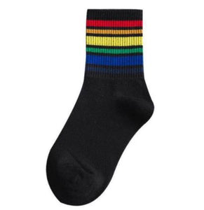 SF1162 Black Thin & Thick Line Rainbow Socks - Iris Fashion Jewelry