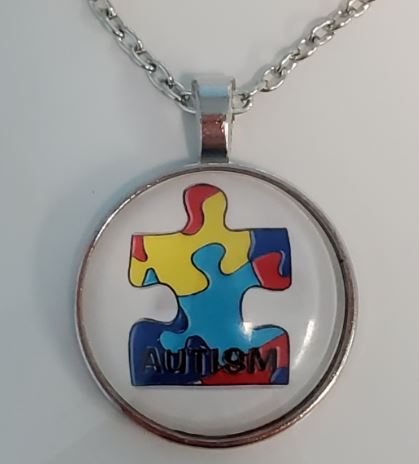 N64 Silver Autism Awareness Necklace with FREE Earrings - Iris Fashion Jewelry