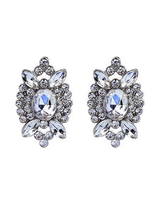 E1547 Silver Rhinestone Stud Earrings - Iris Fashion Jewelry