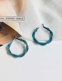E983 Fashion Blue Twisted Metal Hoop Earrings - Iris Fashion Jewelry