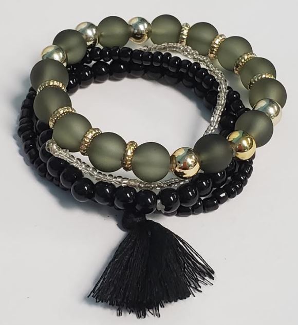 B420 Black & Frosted Multi Layer Bracelet - Iris Fashion Jewelry