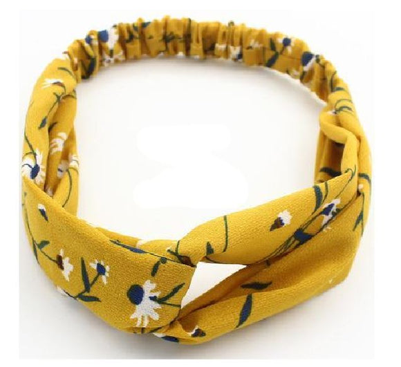 H300 Yellow Floral Cloth Hair Band - Iris Fashion Jewelry
