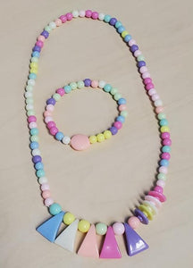 L242 Festive Triangles Beaded Necklace & Bracelet Set - Iris Fashion Jewelry