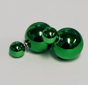 *E296 Green Double Ball Earrings - Iris Fashion Jewelry