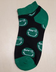 SF1292 Black Green Love Me Smiley Face Low Cut Socks - Iris Fashion Jewelry