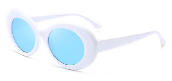 S79 White Round Frame Blue Lens Sunglasses - Iris Fashion Jewelry