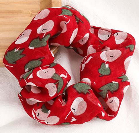 H275 Red Tulle Fruit Hair Scrunchie - Iris Fashion Jewelry