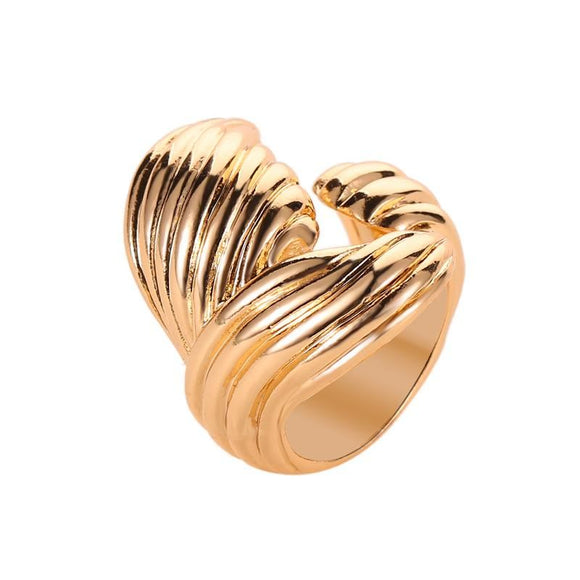 R455 Gold Fishtail Art Deco Open Ring - Iris Fashion Jewelry