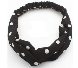 H277 Black with White Polka Dots Cloth Hair Band - Iris Fashion Jewelry