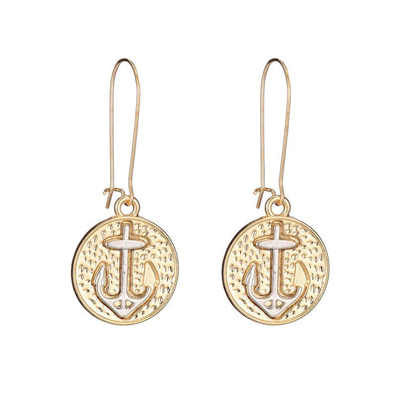 E902 Gold Silver Anchor Dangle Earrings - Iris Fashion Jewelry