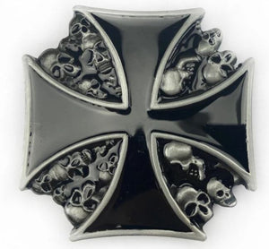 BU210 Iron Cross Skulls Belt Buckle - Iris Fashion Jewelry