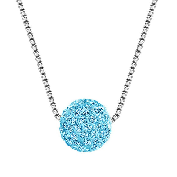 N1310 Silver Light Blue Rhinestone Covered Ball Necklace with FREE Earrings - Iris Fashion Jewelry