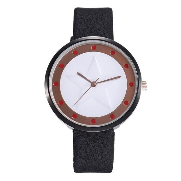 W254 Orange Rim Black Band Star Quartz Watch - Iris Fashion Jewelry