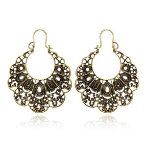 E1467 Gold Filigree Openwork Earrings - Iris Fashion Jewelry