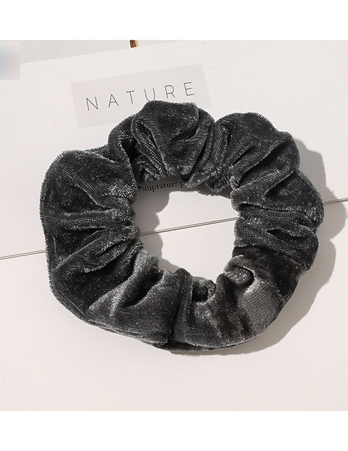 H449 Gray Velvet Hair Scrunchie - Iris Fashion Jewelry