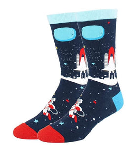 SF1280 Navy Blue Space Ship Socks - Iris Fashion Jewelry