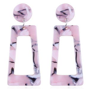 E1778 Pale Pink Rectangle Acrylic Earrings - Iris Fashion Jewelry