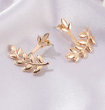 E1604 Gold Leaf Jacket Style Earrings - Iris Fashion Jewelry