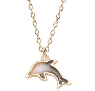 L178 Gold Black Glitter Dolphin Necklace FREE EARRINGS - Iris Fashion Jewelry