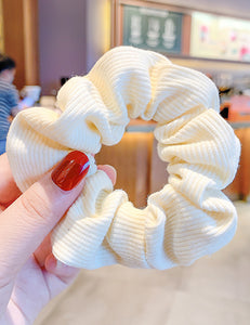 H465 Ivory Ribbed Hair Scrunchie - Iris Fashion Jewelry