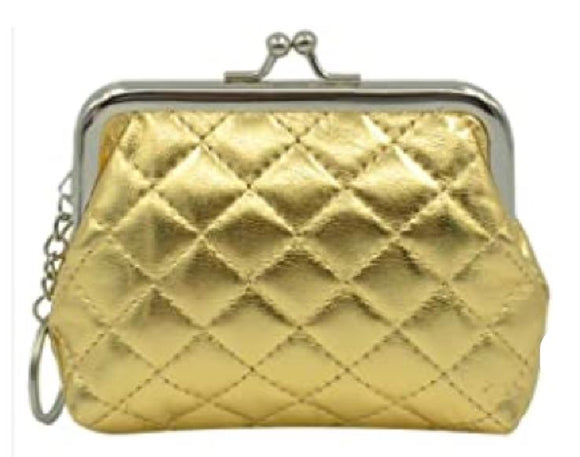 G136 Gold Quilted Clasp Coin Purse - Iris Fashion Jewelry
