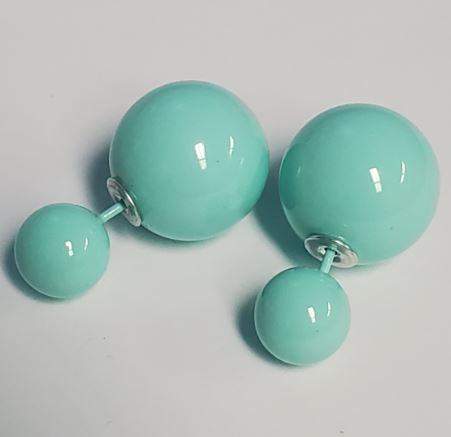 *E152 Mint Green Double Ball Earrings - Iris Fashion Jewelry