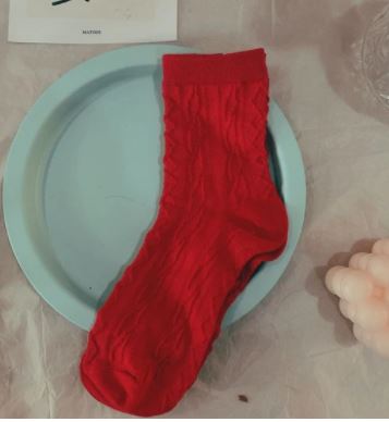 SF1144 Red Textured Design Socks - Iris Fashion Jewelry