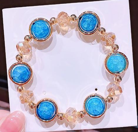 B552 Gold & Light Blue Gem Bracelet - Iris Fashion Jewelry