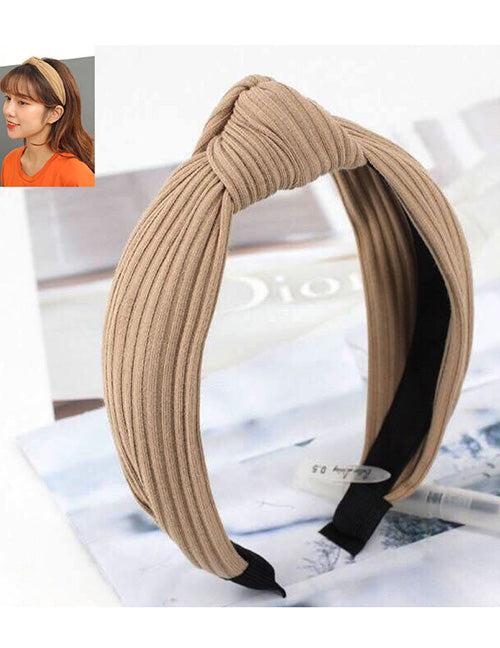 H243 Khaki Ribbed Fabric Covered Head Band - Iris Fashion Jewelry