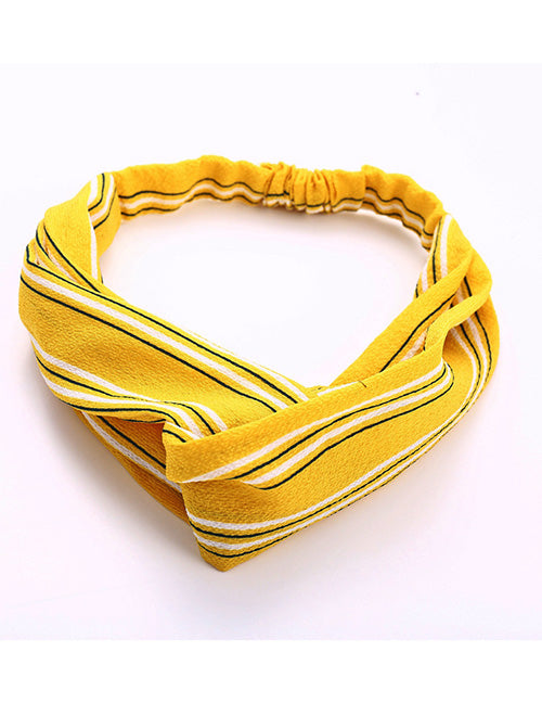 H370 Yellow Stripe Pattern Head Band - Iris Fashion Jewelry