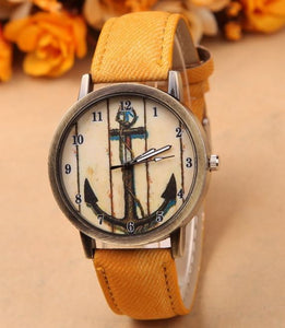 W358 Golden Yellow Anchors Away Collection Quartz Watch - Iris Fashion Jewelry