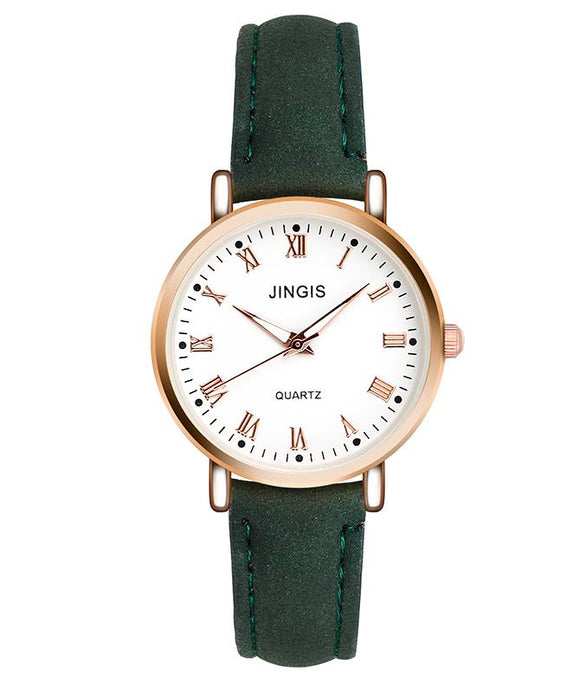 W402 Dark Green Roman Numerals Quartz Watch - Iris Fashion Jewelry
