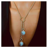 N234 Gold Twisted Chain with Pearls Necklace with FREE Earrings - Iris Fashion Jewelry