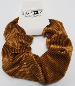 H493 Bronze Corduroy Hair Scrunchie - Iris Fashion Jewelry