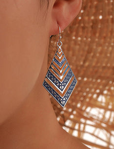 E819 Silver Vintage Blue Bead Dangle Earrings - Iris Fashion Jewelry