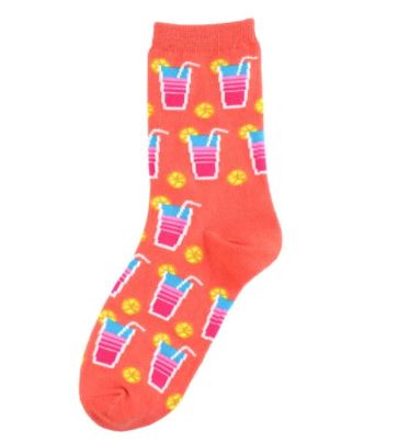 SF196 Peach Tropical Drink Socks - Iris Fashion Jewelry