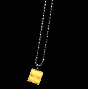 L492 Yellow Building Block on Beaded Chain Necklace FREE Earrings - Iris Fashion Jewelry
