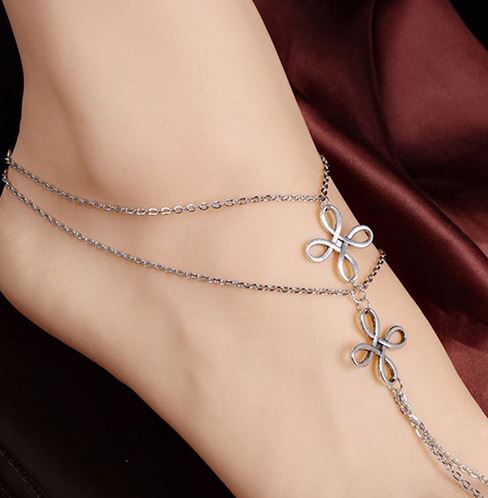 B1148 Silver Layer Ankle Bracelet - Iris Fashion Jewelry