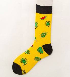 SF572 Yellow Leaves & Watermelon Socks - Iris Fashion Jewelry