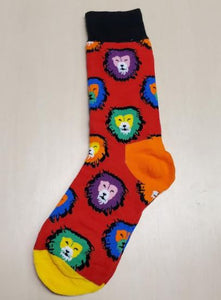 SF206 Red Colorful Lion Socks - Iris Fashion Jewelry