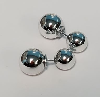 *E167 Silver Small Double Ball Earrings - Iris Fashion Jewelry