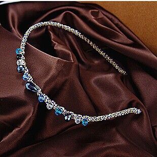 H84 Gold Shades of Blue Beaded Head Band - Iris Fashion Jewelry