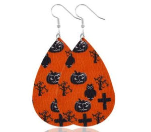 Z45 Orange Teardrop Haunted Night Earrings - Iris Fashion Jewelry